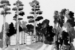 63 - Mahana’s Shearers Quarters by Antony White | Watercolour | $165.00 | Size W 26 X H 34 cm