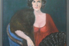 19 - Lady in Red by Wenli Yuan | Acrylic | $580.00 | Size W 50 X H 50 cm