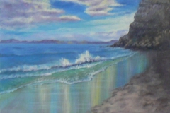 51 - Morning Promise at Waipatiki by Laura Wilson | Acrylic | $350.00 | Size W 51 X H 40 cm