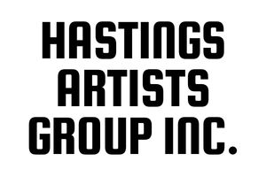 Logo displaying the words Hastings Artists Group Inc. in bold, stacked black letters.